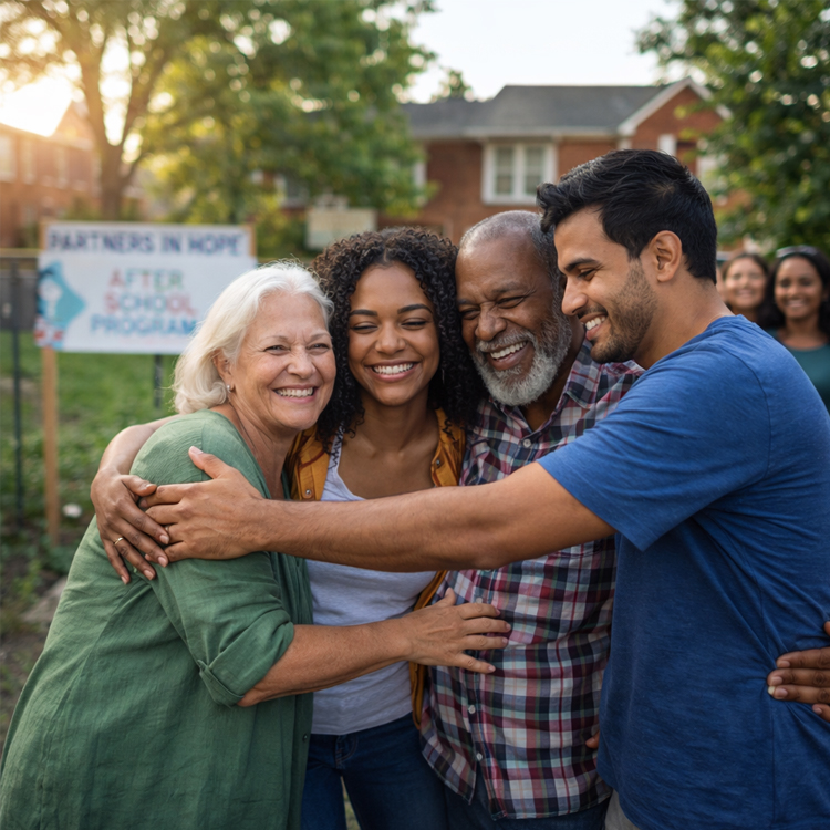 Community members coming together to support one another